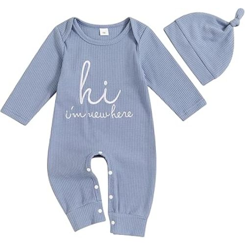 MERSARIPHY Newborn Baby Boy Girl Clothes Hi I'm New Here Coming Home From Hospital Outfits Gender Neutral One Piece Romper