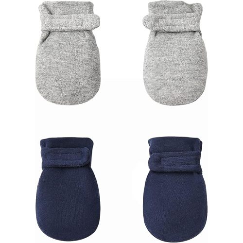 Newborn Baby No Scratch Mittens Stay On, 100% Cotton Breathable, Adjustable Infant Gloves for Baby Boys Girls Mittens