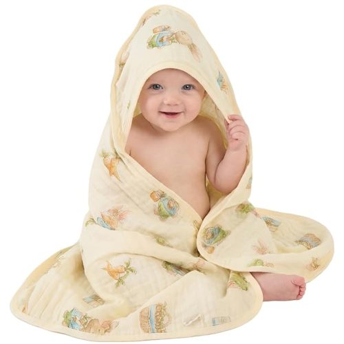 GOTS Certified Ultra-Soft Muslin Baby Towel - 32 x 32 Inches, Ideal for Bath & Beach, Suitable for Both Boys & Girls from Newborns to Toddlers
