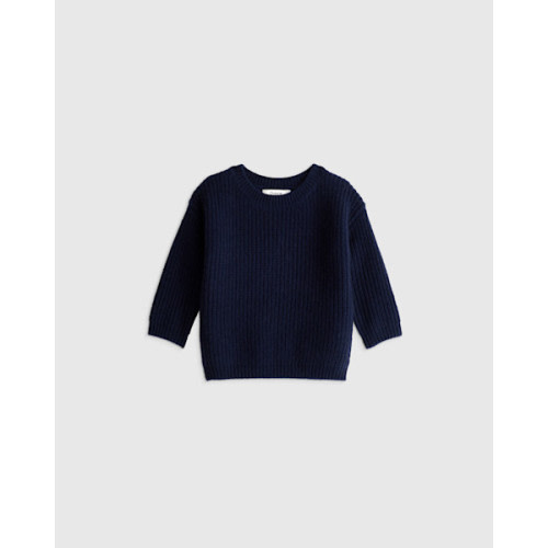 Mongolian Cashmere Fisherman Tunic Sweater - Baby in True Navy