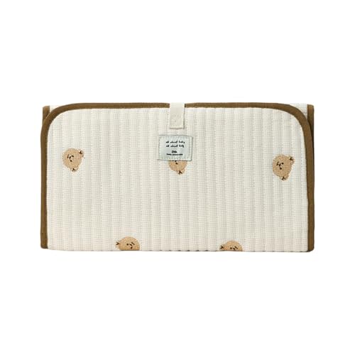 Portable Baby Changing Pad Foldable & Water Proofing Mat Built-in Mesh Pocket for Newborns and Parents During Travel (Bear)