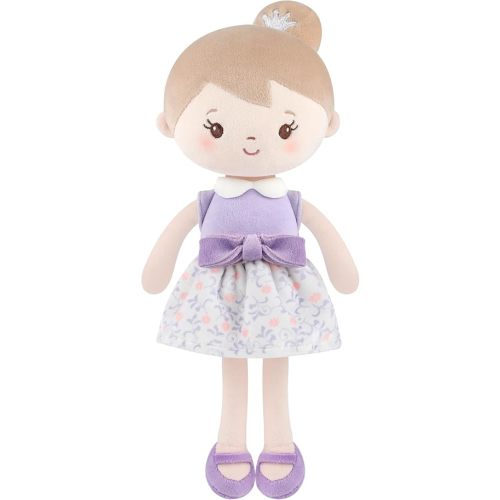 GAGAKU Soft Plush Baby Doll for Girls, Purple Skirt, 12"