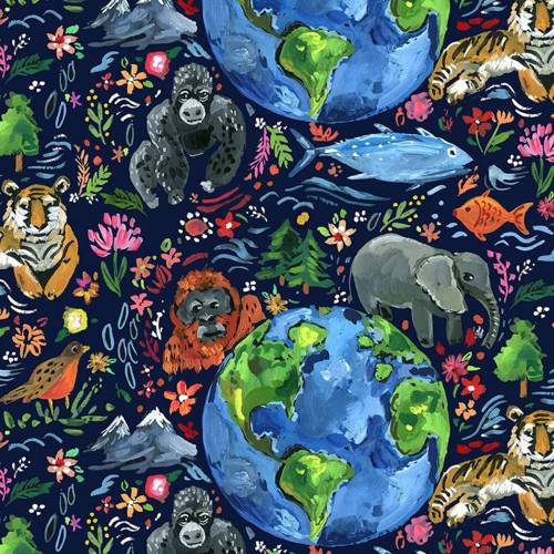 Wet Bag in Save the Planet Fabric - Gym / Swim / Diaper / Beach / Travel - Ready to Ship