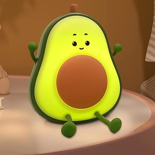 Cute Avocado Night Light for Kids - Touch Silicone Night Lamp for Bedroom Nursery Classroom Lamp Nightlight for Boys Girls Birthday Gifts, Green