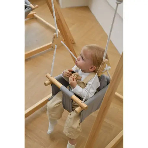 Spruce - Baby and Toddler Foldable Wooden Swing Set - Gray