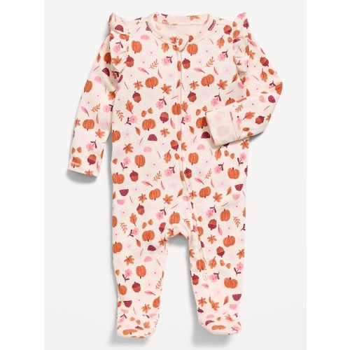 Ruffle-Trim 2-Way-Zip Sleep & Play Footed One-Piece for Baby