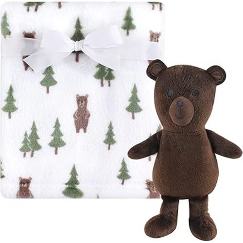 Hudson Baby Unisex Baby Plush Blanket with Toy, Forest Bear, One Size