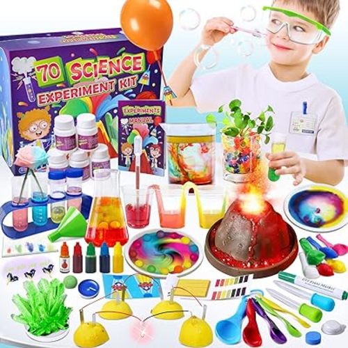 Amazon.com: UNGLINGA 70 Lab Experiments Science Kits for Kids Age 4-6-8-12 Educational Scientific Toys Gifts for Girls Boys, Chemistry Set, Crystal Growing, Erupting Volcano, Fruit Circuits STEM Activities : Toys & Games