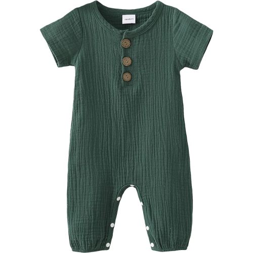 Newborn Baby Clothes Summer Outfits Infant Short Sleeve Romper Jumpsuit Bodysuit Cute Newborn Clothes - Green