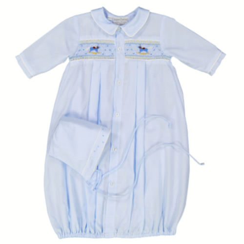 Rocking Horse Smocked Take Me Home Gown with Hat | Feltman Brothers