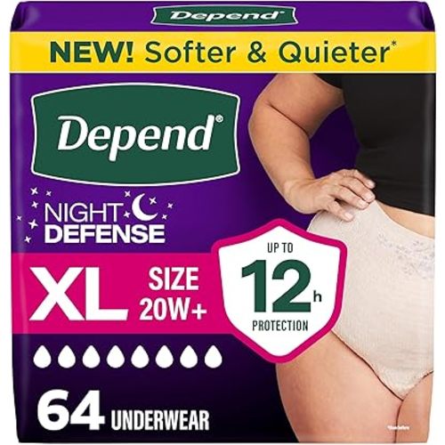 Depend Night Defense Adult Diapers for Women, XL, 64 Count