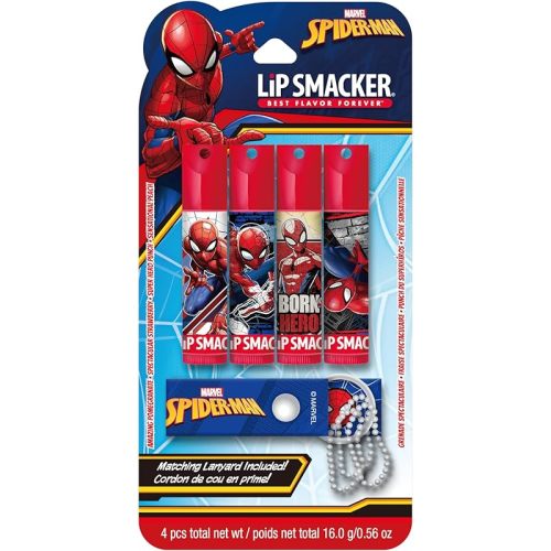 Lip Smacker Lip Balm & Lanyard Duo - Flavored Moisturizing, Smoothing Soft Shine, Hydrating & Protecting Fun Tasty Flavors, Cruelty-Free & Vegan - Spiderman