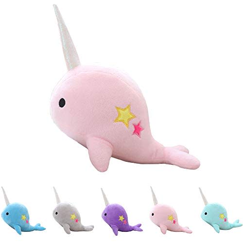 Cute Pink Narwhal Stuffed Animal Plush Toy Adorable Soft Whale Plushies Toys Stuffed Animals for Babies Kids, Toddlers
