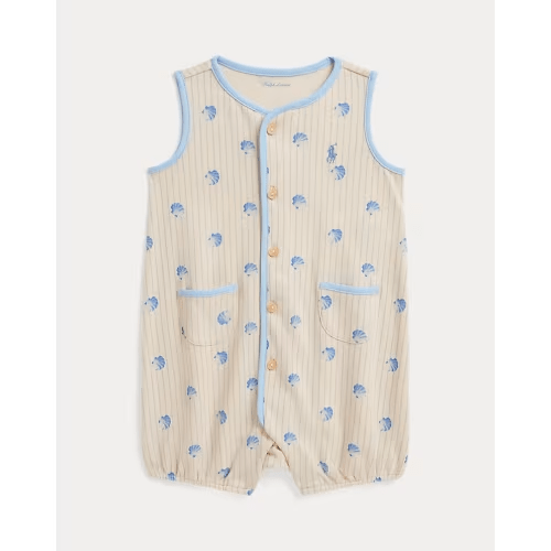 Shell-Print Cotton Bubble Shortall