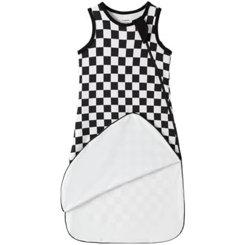 Rayon Made from Bamboo 0.5 Tog Baby Sleep Sack Newborn Sleeping Bag Sack 2-Way Zipper Checkered Infant Wearable Blanket