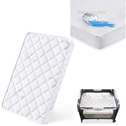 Feisaibaoly Odor-Free Pack and Play Mattress with Waterproof Sheets - No Chemical Smell, Full Leak Protection & Quiet Comfort