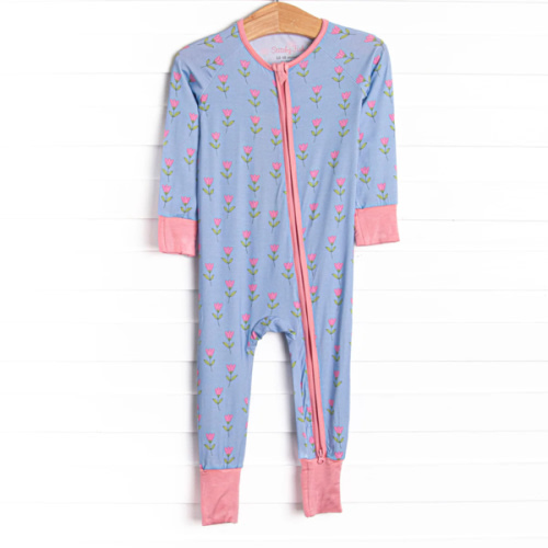 Tulip Blooms Bamboo Zippy Pajama, Blue – Stitchy Fish