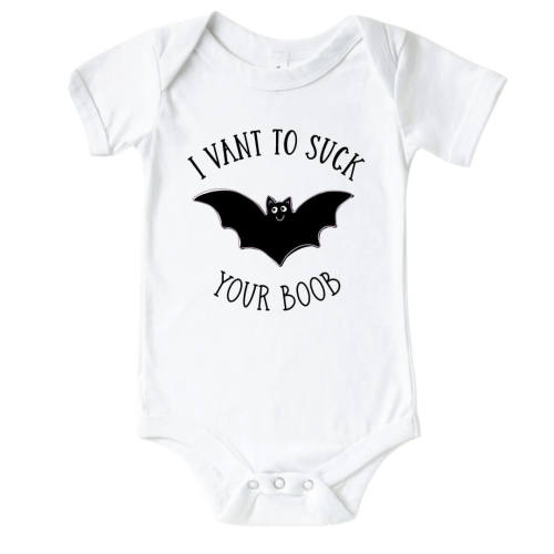 I Vant To Suck Your Boob Graphic Bodysuit | White