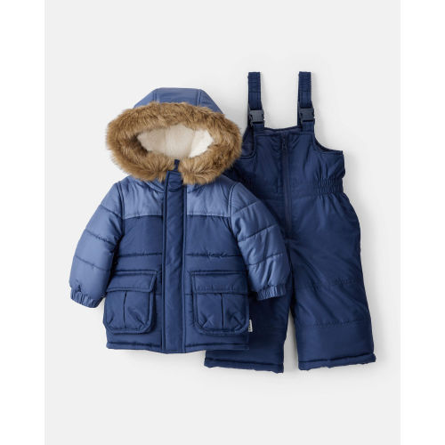Baby Boy 2-Piece Hooded Snowsuit Jacket & Bib Set - Navy - Carter's | Carter's