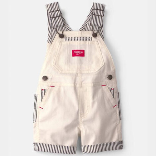 Baby Striped Shortall - Ivory/Navy Blue - OshKosh B'gosh | Carter's