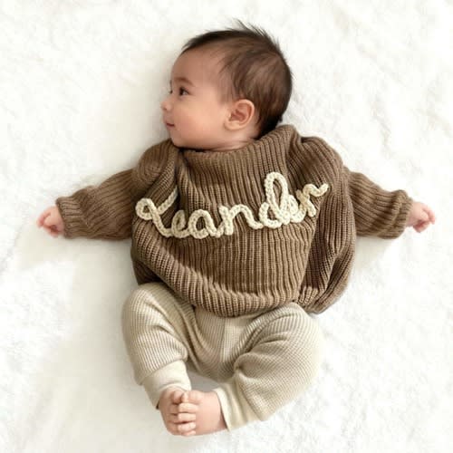 Hand Embroidered Name Sweater, Baby Sweater with Name,Personalized Baby Name Sweater, Custom Toddler Sweater,Newborn Outfit,Baby Shower Gift