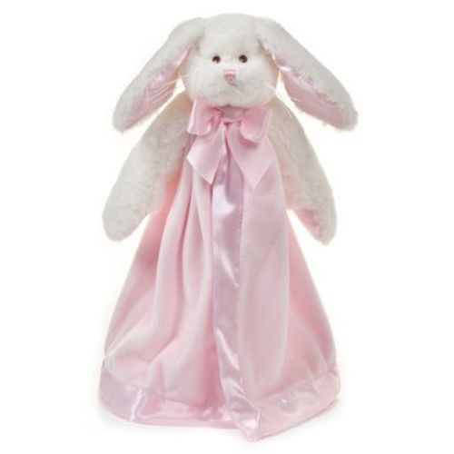 Bearington Baby Bunny Snuggler, 15 Inch Pink Rabbit Plush Stuffed Animal Security Blanket Lovey for Babies