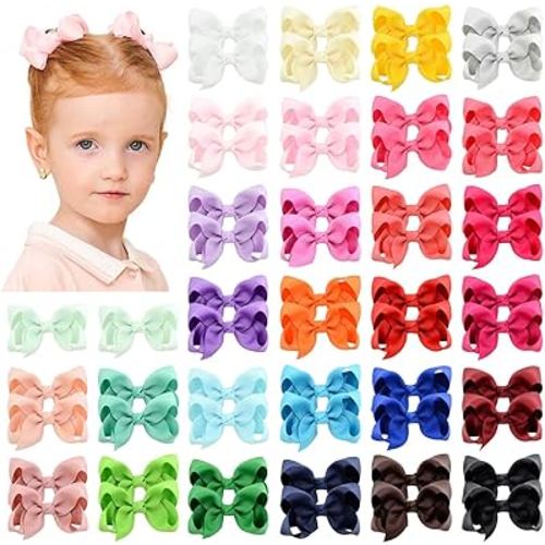 58pcs 3 Inches Grosgrain Ribbon Pinwheel Hair Bows Alligator Clips Hair Barrettes Accessories for Baby Girls Kids Toddlers Teens 29 Colors in Pairs