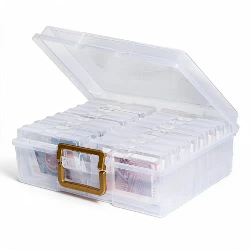 novelinks Photo Storage Box and 16 Inner 4" x 6" Photo Storage Containers | 1Pack Clear, Photo Albums 4x6 Pictures, Photo Organizers and Storage, Card Game Storage, Task Boxes for Special Education