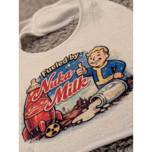 Fall Out Inspired Baby Bib | "fueled by nuka milk" | Gamer Gift | Baby Shower Present