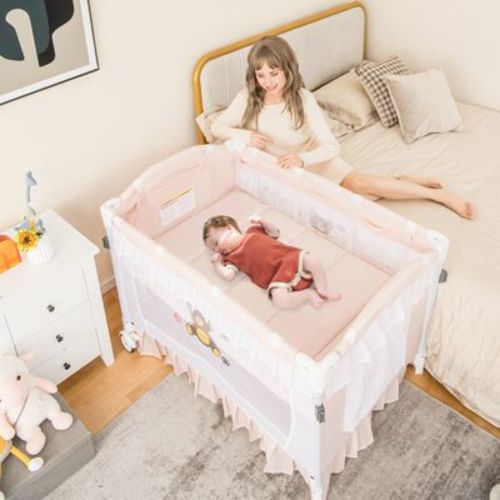 Infans Portable Baby Playpen Crib Cradle Bassinet Changing Pad Mosquito Net Toys w Bag