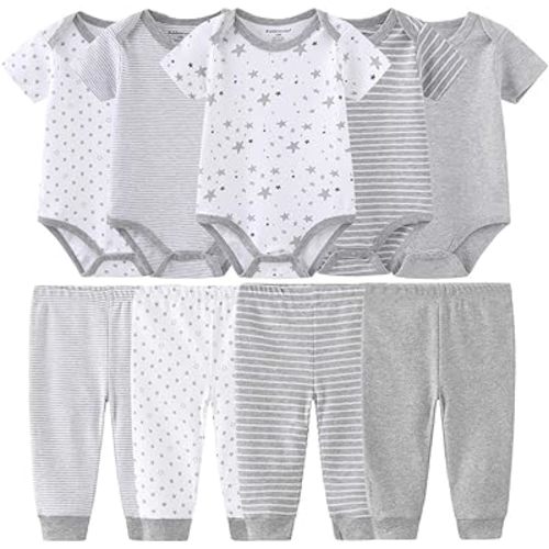 Kiddiezoom Baby Layette Set Baby Boys' 9-Piece Bodysuits Pants Set Toddler Girl Boy Unisex Baby Gift Sets