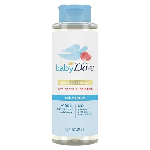 Baby Dove Bubble Bath Melanin-Rich Skin Nourishment for nourished Skin and Bath time Fun Sensitive Skin Care with Skin-Natural nutrients 16 oz, Silver