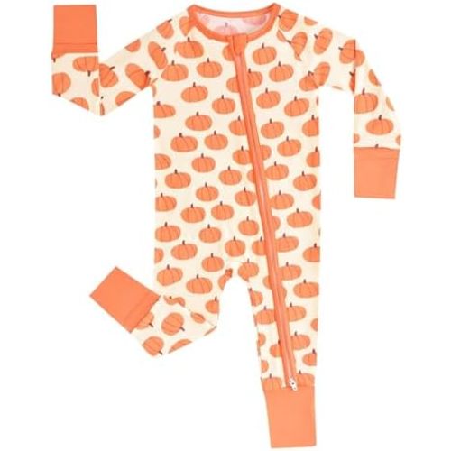 MOSSRIVER Toddler 𝐏ajamas Viscose Bamboo Baby Long Sleeve Romper Footed with Mittens Boys Girls Jumpsuit 2 Way Zipper 𝐏js