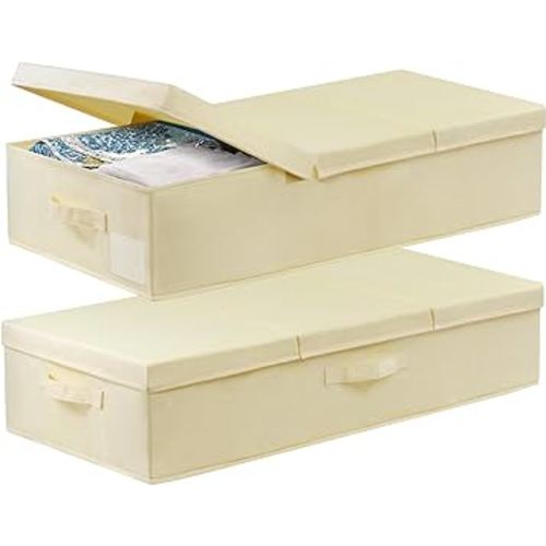 Large Wedding Dress Preservation Box ,2 Pack Underbed Storage Containers with Lids and Handles, Fits Wedding Gowns, Blankets, Comforters, Quilts & Bedding