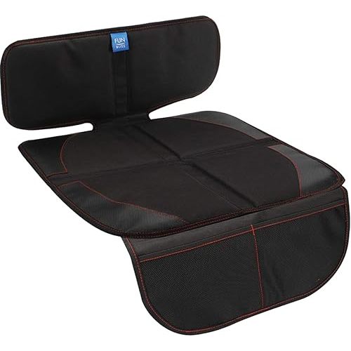 funbliss Car Seat Protector for Child Car Seat,Auto Seat Cover Mat for Under Carseat with Thickest Padding to Protect Leather & Fabric Upholstery,PVC Leather Reinforced Corners