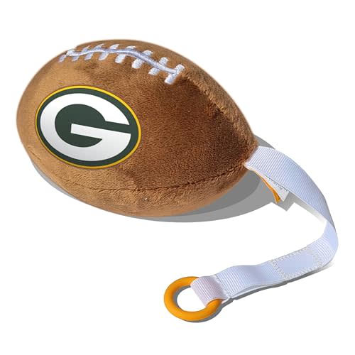 Green Bay Packers Plush Football Pacifier Holder by Smilo - Officially Licensed NFL Soother Holder - Soft Plush Toy and Dummy Holder - Fits Any Pacifier - Stroller Accessory & Newborn Essential
