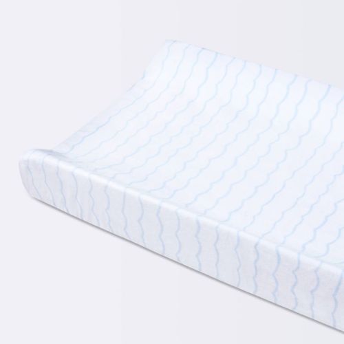 Plush Changing Pad Cover Sea Stripe - White/Blue - Cloud Island™