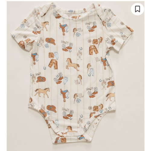 Angel Dear Infant Boys' Cowboy Nursery Short Sleeve Onesie