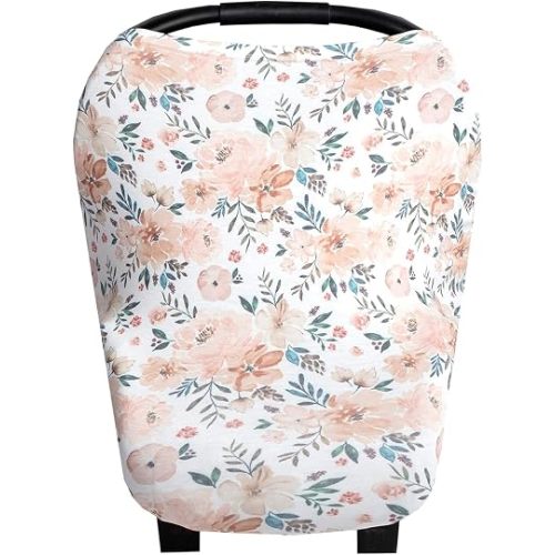 Copper Pearl Nursing Cover for Breastfeeding – Multi-Use Baby Car Seat Cover, Stroller Cover & Breast Feeding Cover Up for Women, Stretchy Breathable High Quality Cover for Boy or Girl, Autumn