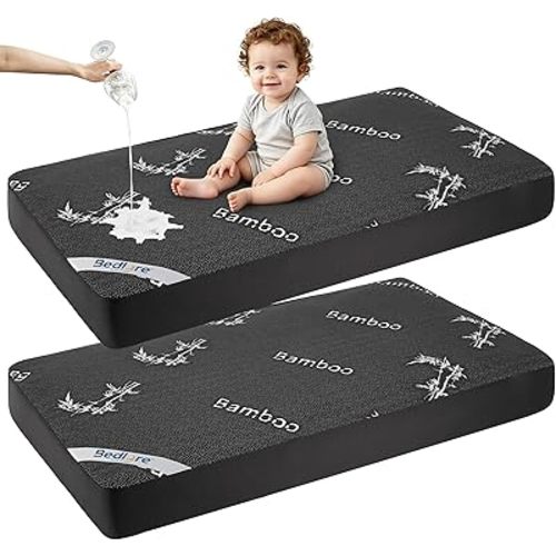 Waterproof Crib Mattress Protector 2 Pack Soft for Standard Toddler Bed