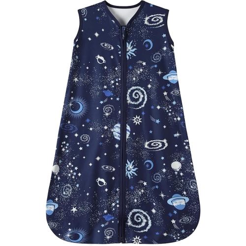 Baby Sleep Sack 0-6 Months Baby Wearable Blanket 100% Rayon Cotton 2-Way Zipper Toddler Sleeping Sack，Comfy Soft Lightweight TOG 0.3（Galaxies）