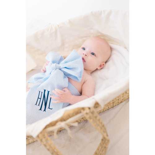 Personalized seersucker bow with monogram bow for newborn photo bow for hospital photo embroidered bow with baby name bow custom baby shower