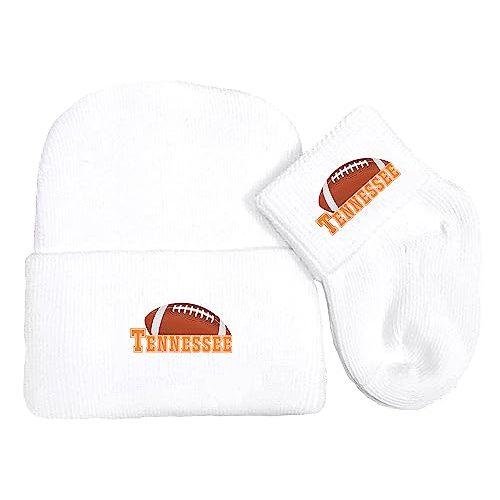 Future Tailgater Newborn Baby Knit Cap and Socks Set for Tennessee Football Fans White