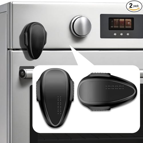 Oven Lock Child Safety (2 Pack),Oven Door Lock,Oven Front Lock, Baby Proofing, Baby and Child Proof Locks for Drawer Oven Stove Door, Upgrade Heat-Resistant Material, Easy to Install - Black