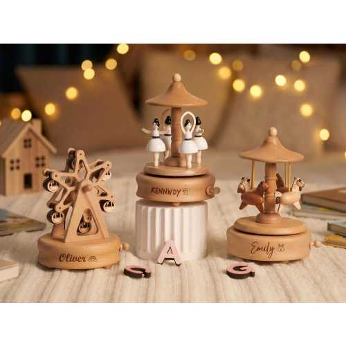 Custom Wooden Train Music Box, Engraved Name Gift for New Baby, New Mom Keepsake, Baby Shower Present, Nursery Decor, First Birthday Gift
