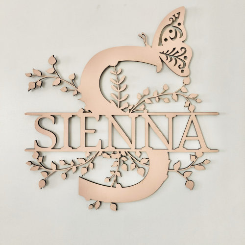 Floral Letter Name Sign – Personalized Name Decor | Custom Wooden Letter with Flowers | Nursery Wall Art | Baby Room Decoration
