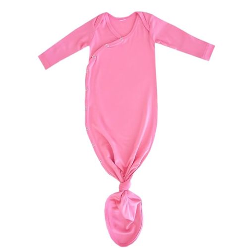 Copper Pearl Baby Gown - Knotted Newborn Sleepers for Baby Boy and Girl, Soft Stretchy Long Sleeve Infant Gowns with Bottom Tie and Hand Mittens, Perfect Hospital Coming Home Outfit (Flamingo)