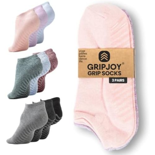 Gripjoy Grip Socks 3-Pack, Non Slip Socks for Yoga, Pilates, Barre, Dance
