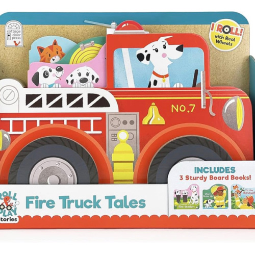 Fire Truck Tales - Wheeled Board Book Set, 3-Book Gift Set With Rolling Fire Engine Vehicle Slipcase for Toddlers (Roll & Play Stories)