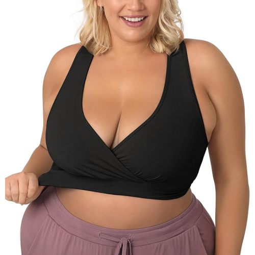 Kindred Bravely French Terry Nursing Bra for Breastfeeding and Sleep, Racerback Crossover, Soft and Stretchy Maternity Bra